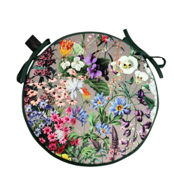 Luxury Floral Velvet Round Seat Pads | Circular Velvet Chair Pads
