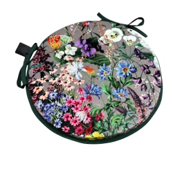 Luxuriöse florale Samt-Rundsitzkissen | Runde Samt-Stuhlkissen
