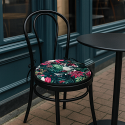 Tropical Velvet Round Bistro Seat Pads | Circular Velvet Chair Pads