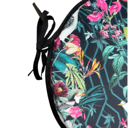Tropical Velvet Round Bistro Seat Pads | Circular Velvet Chair Pads
