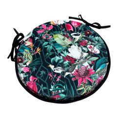 Tropical Velvet Round Bistro Seat Pads | Circular Velvet Chair Pads