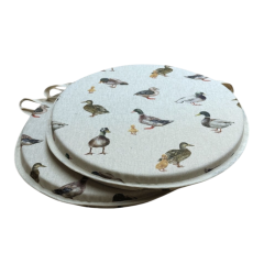 Ronde Bistro Stoelkussens met Wilde Eend | Eend Design Circulaire Stoelkussens