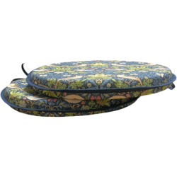 Coussin de chaise rond bistro Strawberry Thief bleu marine | Coussins de chaise ronds bistro