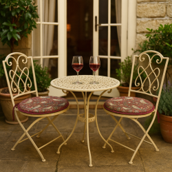 Round Bistro Strawberry Thief Crimson Seat Pad | Red Bistro Chair Pads