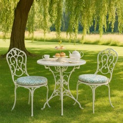 Round Bistro Willow Bough Seaspray Seat Pad | Round Patterned Seat Pad