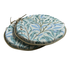 Round Bistro Willow Bough Seaspray Seat Pad | Round Patterned Seat Pad