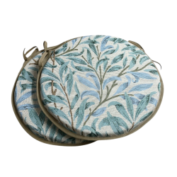 Round Bistro Willow Bough Seaspray Seat Pad | Round Patterned Seat Pad