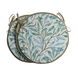 Round Bistro Willow Bough Seaspray Seat Pad | Round Patterned Seat Pad