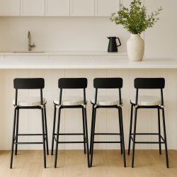 Coussins de siège ronds à rayures blanches pour chaises de bistro | Coussins de chaise ronds à rayures pour chaises de bistro |