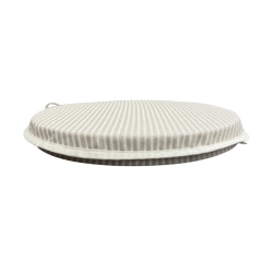 White Stripe Round Bistro Seat Pads | Striped Round Bistro Chair Pads |