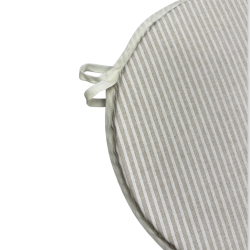 White Stripe Round Bistro Seat Pads | Striped Round Bistro Chair Pads |