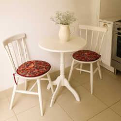 Round Bistro William Red Tapestry Seat Pads | Round Red Bistro Seat Pads