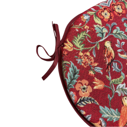 Round Bistro William Red Tapestry Seat Pads | Round Red Bistro Seat Pads
