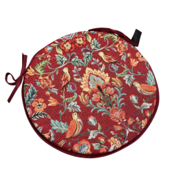 Runde Bistro William Rote Tapisserie Sitzkissen | Runde Rote Bistro Sitzkissen