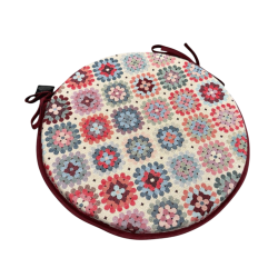 Round Bistro Crochet Tapestry Seat Pads | Round Crochet Chair Pads |