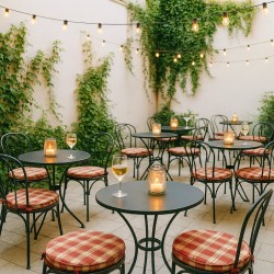 Red Highland Check Round Bistro Seat Pads | Red Tartan Round Chair Pads