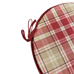 Coussins de chaise ronds à carreaux rouges Highland | Coussins de chaise ronds à carreaux tartan rouges