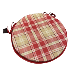 Coussins de chaise ronds à carreaux rouges Highland | Coussins de chaise ronds à carreaux tartan rouges
