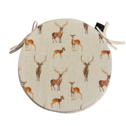 Stags & Deer Round Bistro Seat Pads | Round Chair Pads With Deer Design