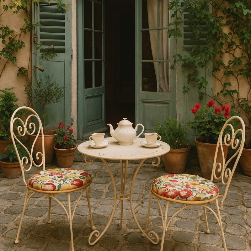 Round Bistro Natural Fruits Tapestry Seat Pads | Round Fruit Chair Pads