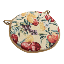 Runde Bistro-Sitzkissen mit Naturfrüchte-Tapisserie | Runde Frucht-Stuhlkissen