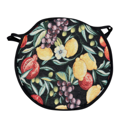 Coussins de chaise ronds Bistro à motif de fruits noirs | Coussins de chaise ronds à motif de fruits