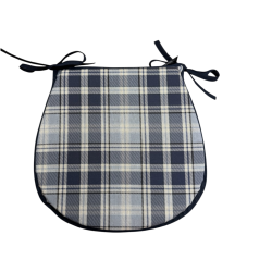 Coussins de siège classiques en denim à carreaux Highland Check | Coussins de siège en forme de D à carreaux bleus