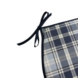 Coussins de siège classiques en denim à carreaux Highland Check | Coussins de siège en forme de D à carreaux bleus