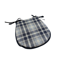 Coussins de siège classiques en denim à carreaux Highland Check | Coussins de siège en forme de D à carreaux bleus