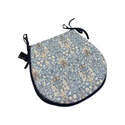 Coussin d'assise en forme de D en denim Snakeshead | Coussins d'assise en forme de D William Morris