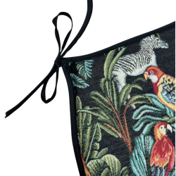 Coussins de siège en forme de D motif tapisserie forêt tropicale noire | Coussins de siège classiques en forme de D