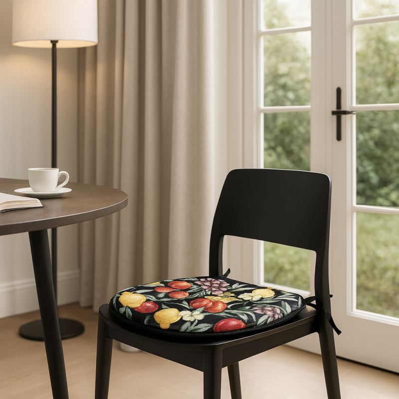 Black Fruits Tapestry D Shaped Seat Pads | Classic D Fruit Seat Pads |