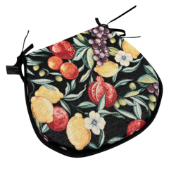 Black Fruits Tapestry D Shaped Seat Pads | Classic D Fruit Seat Pads |