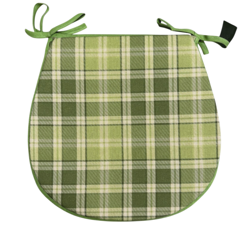 Cuscini per sedie a forma di D Highland Check Green | Cuscini per sedie a forma di D Tartan