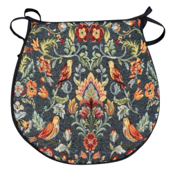 Coussins de siège en forme de D William Denim Tapestry | Coussins de siège bleus en forme de D