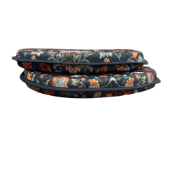 Coussins de siège en forme de D William Denim Tapestry | Coussins de siège bleus en forme de D