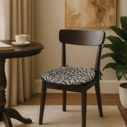 Coussin d'assise en forme de D, motif branches de saule bleu azur | Coussins d'assise en tapisserie en forme de D |