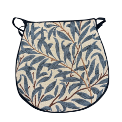Coussin d'assise en forme de D, motif branches de saule bleu azur | Coussins d'assise en tapisserie en forme de D |