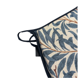 Coussin d'assise en forme de D, motif branches de saule bleu azur | Coussins d'assise en tapisserie en forme de D |