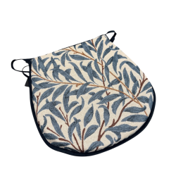 Coussin d'assise en forme de D, motif branches de saule bleu azur | Coussins d'assise en tapisserie en forme de D |