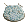 Coussin d'assise en forme de D, motif branches de saule et embruns | Coussin d'assise bleu-vert en forme de D