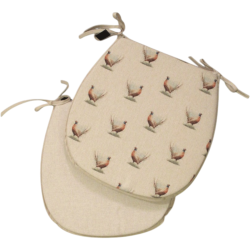 Petits coussins de chaise réversibles en forme de « D » à motif de faisans | Lot de 2, 4, 6 ou 8 coussins de chaise
