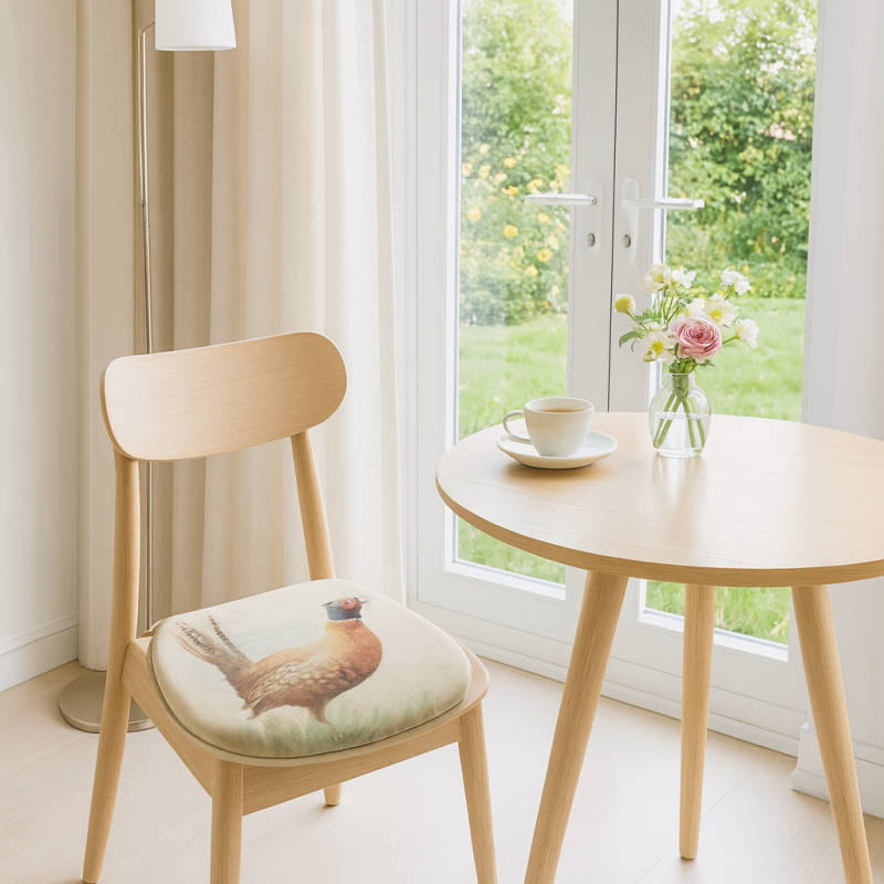 Coussins de chaise réversibles en forme de « D » motif faisan | Lot de 2, 4, 6 ou 8 coussins de chaise