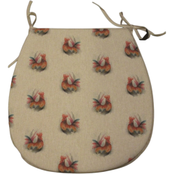 Coussin de siège réversible en forme de « D » motif coq | Ensemble de coussins de chaise double face