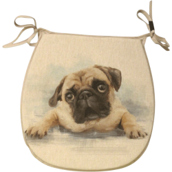 Large Pug Reversible 'D' Shape Seat Pads | Set of 2,4,6,8 Chair Pads