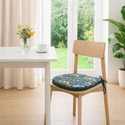 D-vormig zitkussen Strawberry Thief Navy | Blauw bloemen D-vormig zitkussen