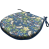 Cuscino per Sedia a Forma di D Strawberry Thief Navy | Cuscino per Sedia a Forma di D Blu con Motivo Floreale