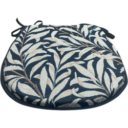 Coussin d'assise en forme de D, motif branches de saule et ébène | Coussins d'assise à motifs en forme de D |