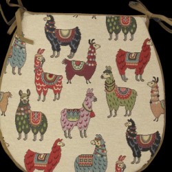 Cuscini per sedie a forma di D con arazzo di lama | Cuscini per sedie a forma di D con arazzo di animali