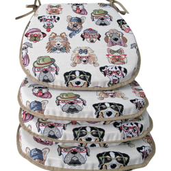 Tapestry Dog D Shaped Seat Pads | D Shaped Animal Tapestry Seat Pads